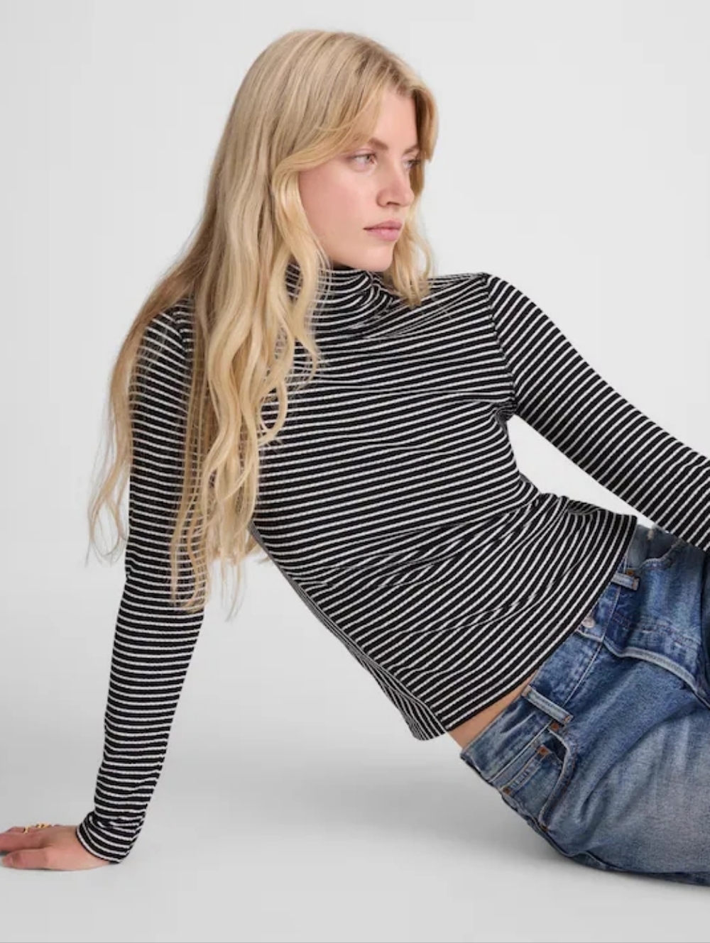 Madewell Ribbed Turtleneck Long-Sleeve Tee, Size XS